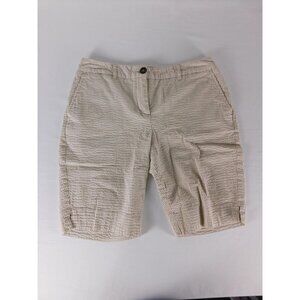 Charter Club Shorts Womens 8P Beige Seersucker Cotton Spandex Bermuda Casual